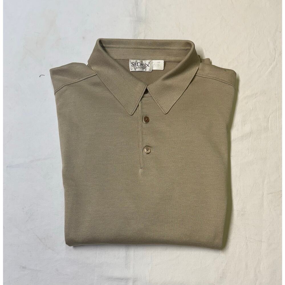 St Croix knits  polo shirt Long Sleeve Cotton Blend Mens size XXlong Made USA